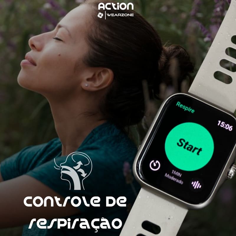 ACTION WEARZONE | Smartwatch Esportivo | A PROVA D'ÁGUA | GPS integrado