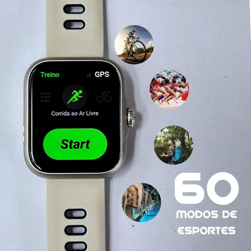 ACTION WEARZONE | Smartwatch Esportivo | A PROVA D'ÁGUA | GPS integrado