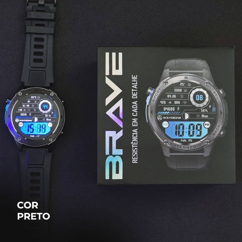 Smartwatch Brave | Aprova de água do mar  | GPS | 5ATM - 50m | Strava